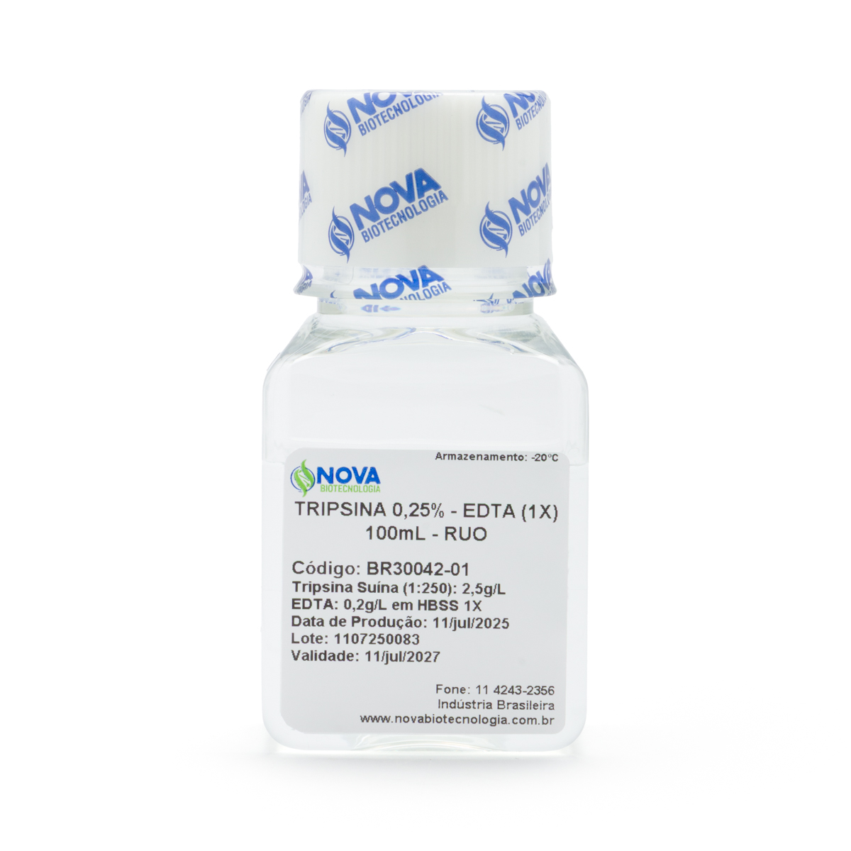 Tripsina 0,25% (1X) em HBSS, sem cálcio, sem magnésio, sem bicarbonato de sódio - 100mL