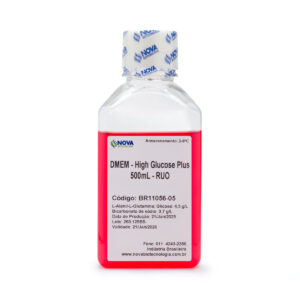 DMEM – High Glucose Plus com L-Alanyl -L-Glutamina [4,0mM/L], com glicose [4,5g/L] e bicarbonato de sódio (NaHCO3) [3,7g/L], sem piruvato de sódio – 500mL