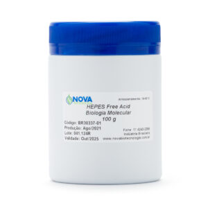 HEPES – Ácido 4-(2-HidroxiEtil)-1-Piperazin EtanolSulfônico) – Grau Biologia Celular em pó – 100g